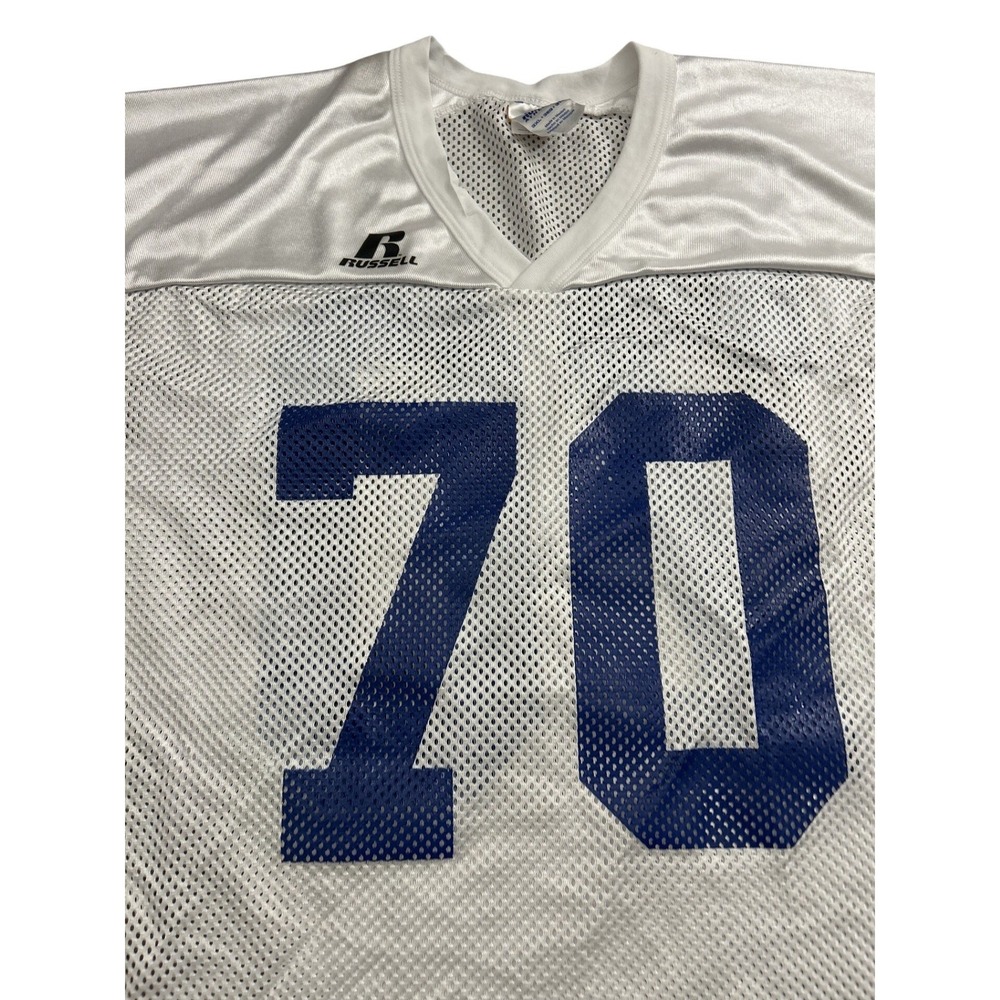 Russell Athletic Football Jersey Mens 3XL White Excellent Mesh Number 70 V-Neck
